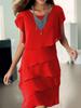 Chiffon shirt dress women's year new European and American women's clothing loose short-sleeved cake skirt