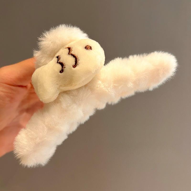 

Cute plush small fish hair clip, women s back of the head hair shark clip белый