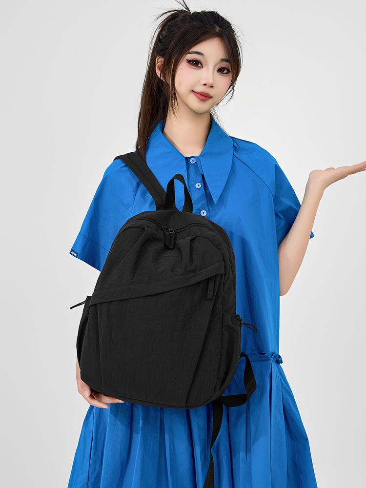 Ultra-leichter Damen-Nylon-Rucksack im koreanischen Stil - Großes Fassungsvermögen, Vielseitig, Einfarbige Ausführung für den täglichen Weg