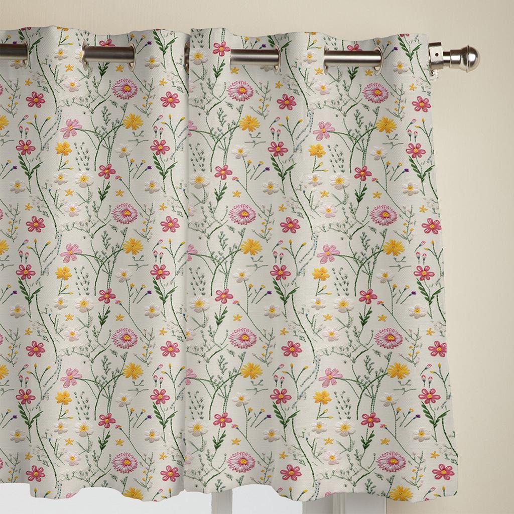 Flowers Foliage Texture Curtains for Bedroom Living Room Window Curtain Treatments Blinds Kitchen Home Decor Drapes
