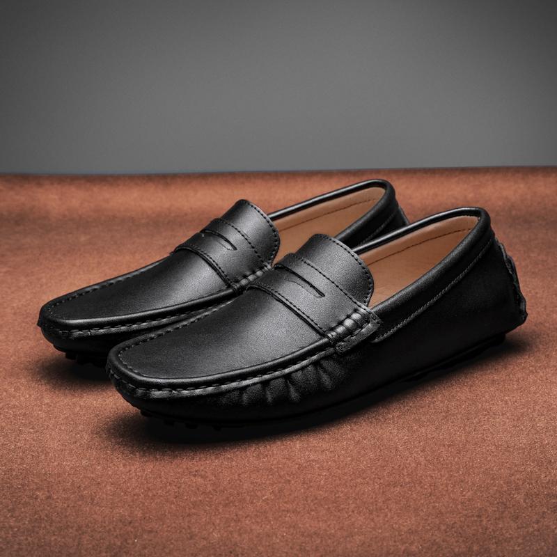 Zapatos de cuero genuino de talla grande, mocasines para hombre, zapatos casuales cómodos, mocasines planos para hombre, calzado para hombre
