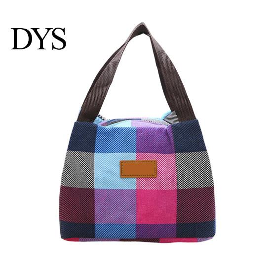 Lightweight Lunch Bag Colorful Plaid Waterproof Tote Reusable Everyday Use Box Carrier for Women Men Picnic Work Hiking Portable Food