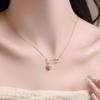 Light Luxury Zircon Pin Love Heart Copper Pendant With Stainless Steel Chain Necklace Clavicle Choker Jewelry