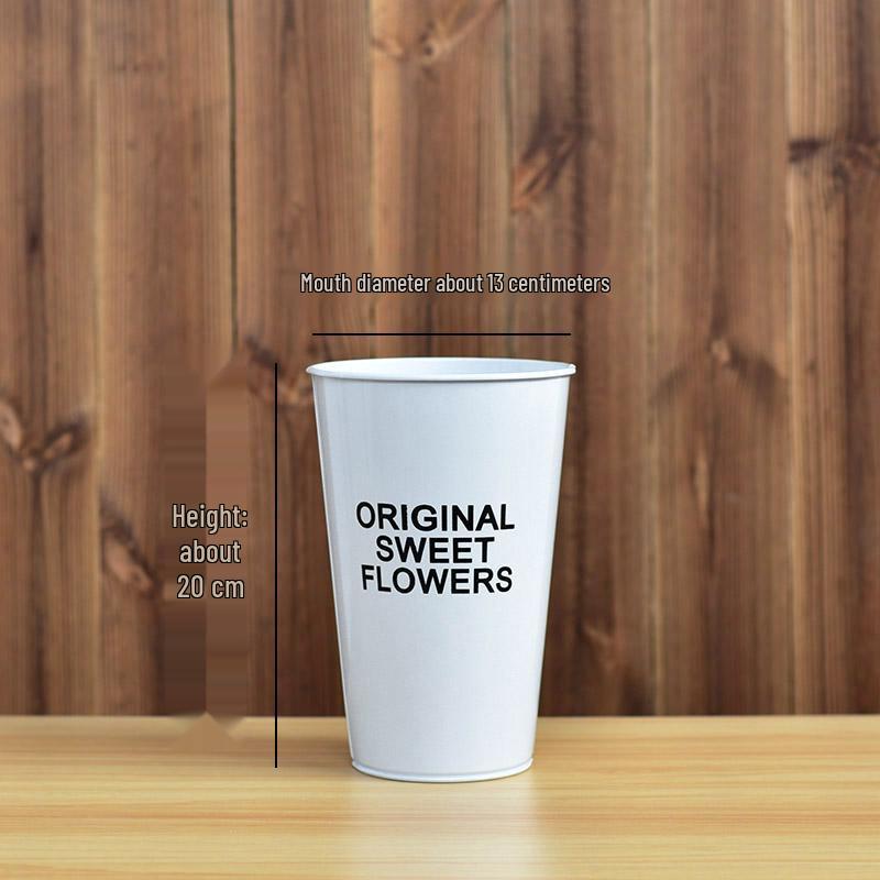 Hydration Bucket Retro Wrought Iron Flower Vase for Home Decor and Arrangements - Extra Large Dried Fresh Floral Display Cylinder