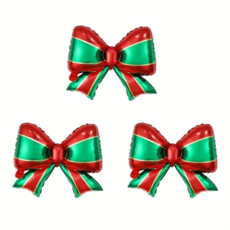 Red Green Christmas Bow-shaped Aluminum Film Balloons Festival Party Supplies Christmas Indoor Outdoor Decoration Balloons