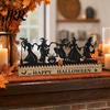 Halloween Office Decor Dancing Witch Countdown Table Ornament, Rustic Wooden Home Handcrafted Art for Party Centerpiece, Spooky Haunted House Tabletop