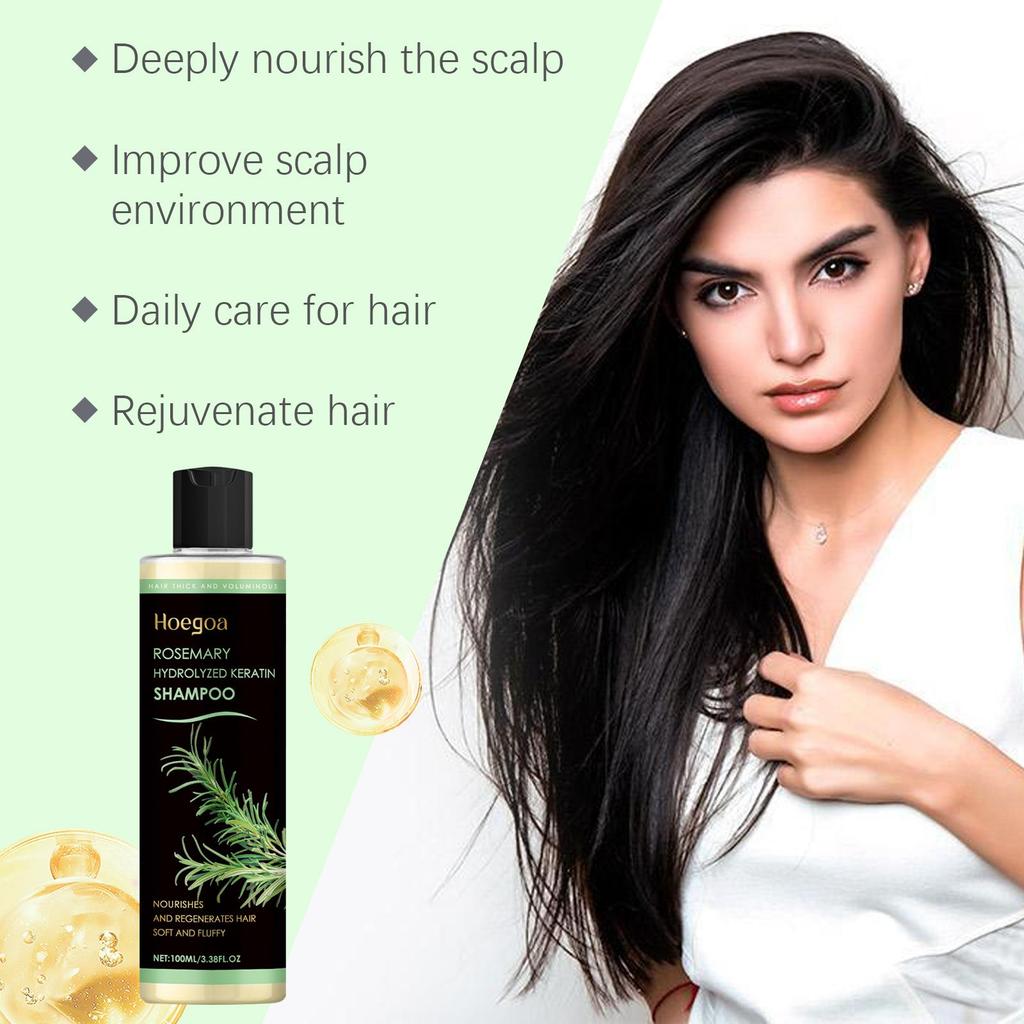 Hoegoa Rosemary Thickening Shampoo, Plant Oil Control, Volumizing and Refreshing, Nourishing and Repairing, Improves Hair Quality, For Hair Use, 100ml