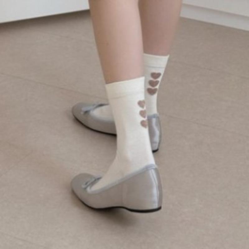 Lady Spring and Autumn Heel Heart To Heart Sweet Wind Show Thin Tube Stack Socks