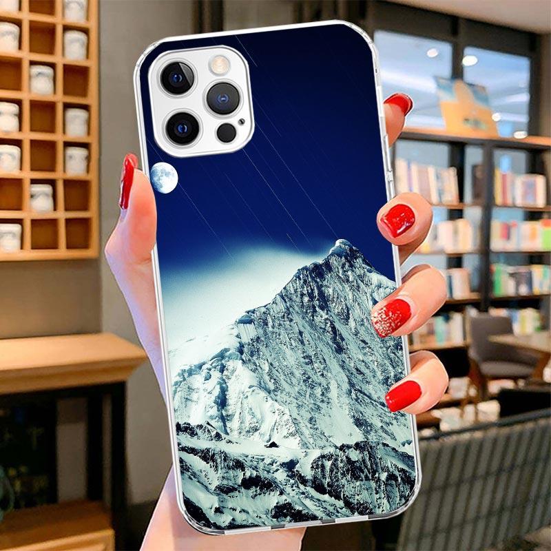 Landscape Winter Light Snow Cover Phone Case For iPhone 16 17 Air 15 14 Pro Max 16E Phone Case 13 Mini 12 11 7 SE 8 Print Patter