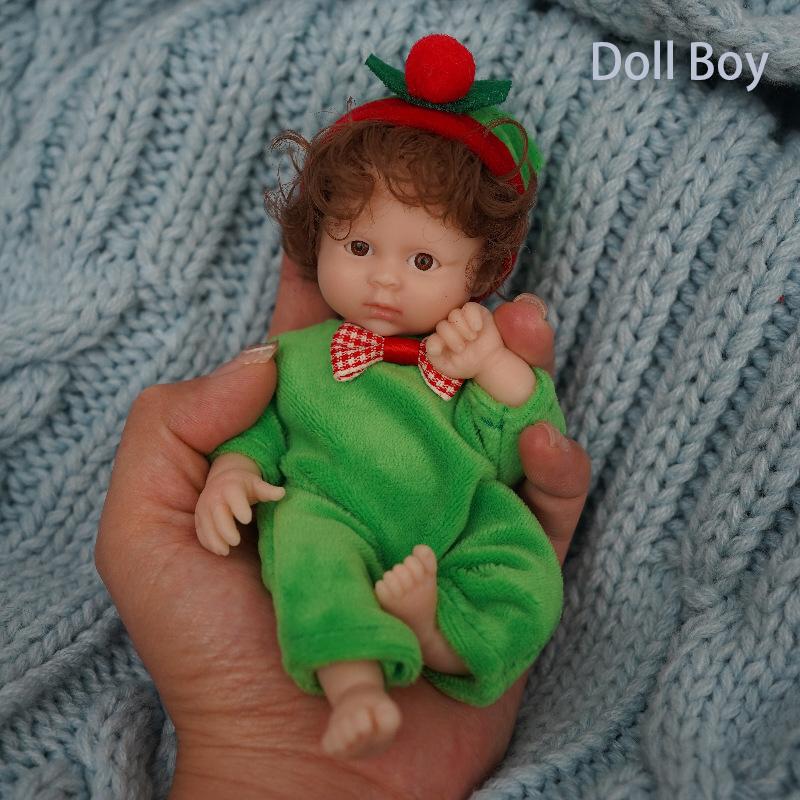 15cm Mini Palm Simulation Doll Maddie Dress Up Playmate Toy Doll Kid Birthday Gift 6 Inch Solid Silicone Full Body Reborn Baby Doll for Girl and Boy