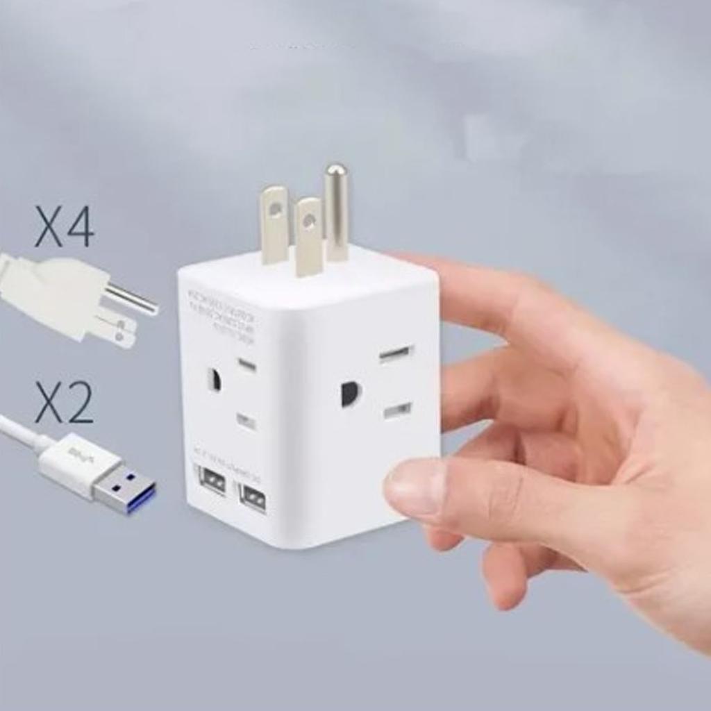 Multi Plug Outlet Extender Electrical Wall Outlet Splitter with 4 15amp AC Outlets 2 USB Ports Multiple Plug Wall Adapter