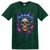 Skull Lightning Abstract Art T Shirt Gothic Neon Electric Graphic Tee Unisex