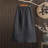 2025 Autumn/Winter Women's Striped Padded Half-Skirt: Elastic Waist, Solid Color A-Line Cotton Design.