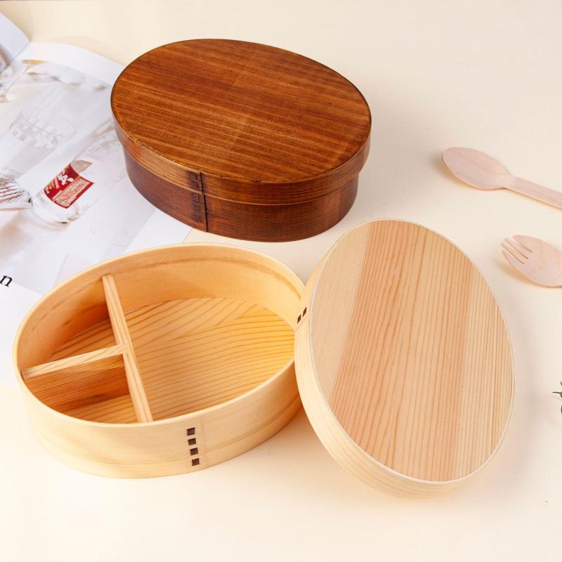 Japanese Style Wooden Lunch Box Food Safe Bento Container Leak Resistant Portable for Children School Daily Use
