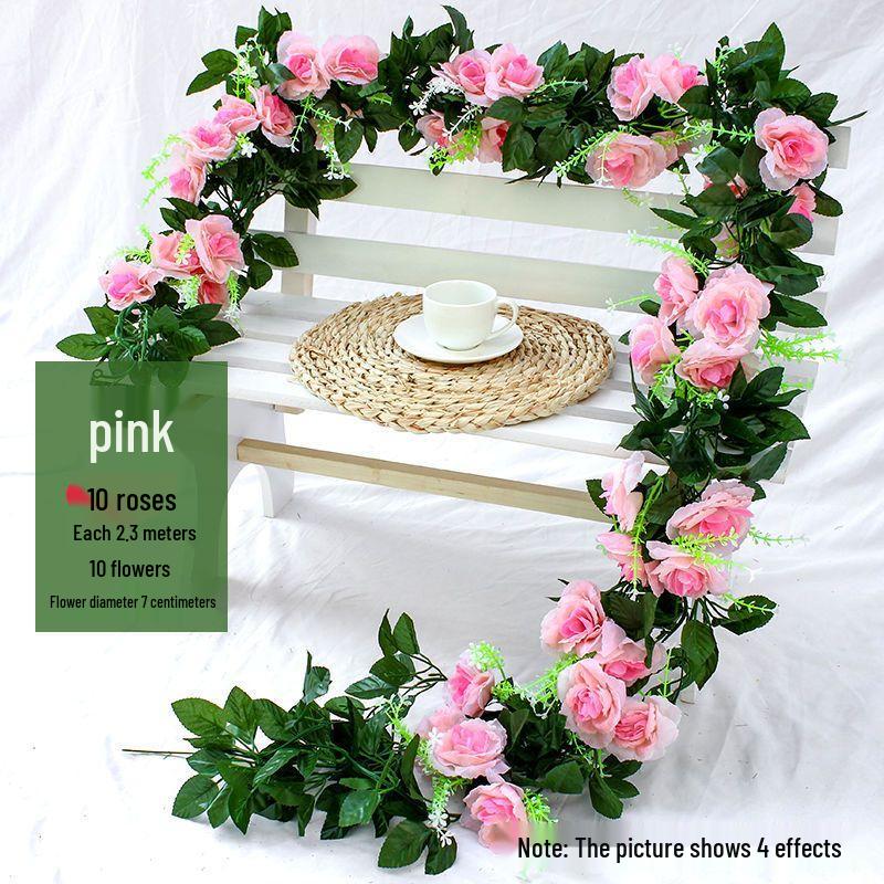 Artificial Rose Vine Garland for Air Conditioning Pipe Decoration