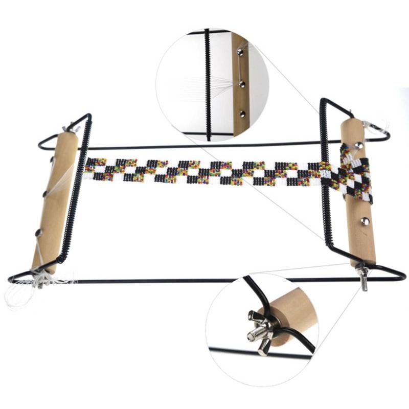 1 Zestaw Tkacki z Drewnianą Rączką i Metalowymi Koralikami Lekki Solidny Narzędzie do Tworzenia Biżuterii do Naszyjników Bransoletek DIY