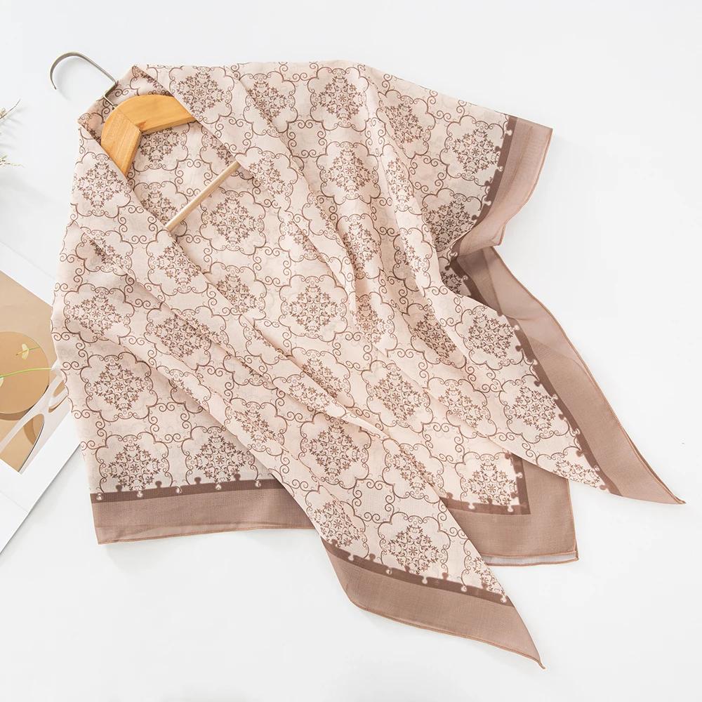 73Colors Malaysia Tudung Bawal Flower Print Hijab New Design Headscarf Premium Cotton Voile Soft Fashion Muslim Square Scarf