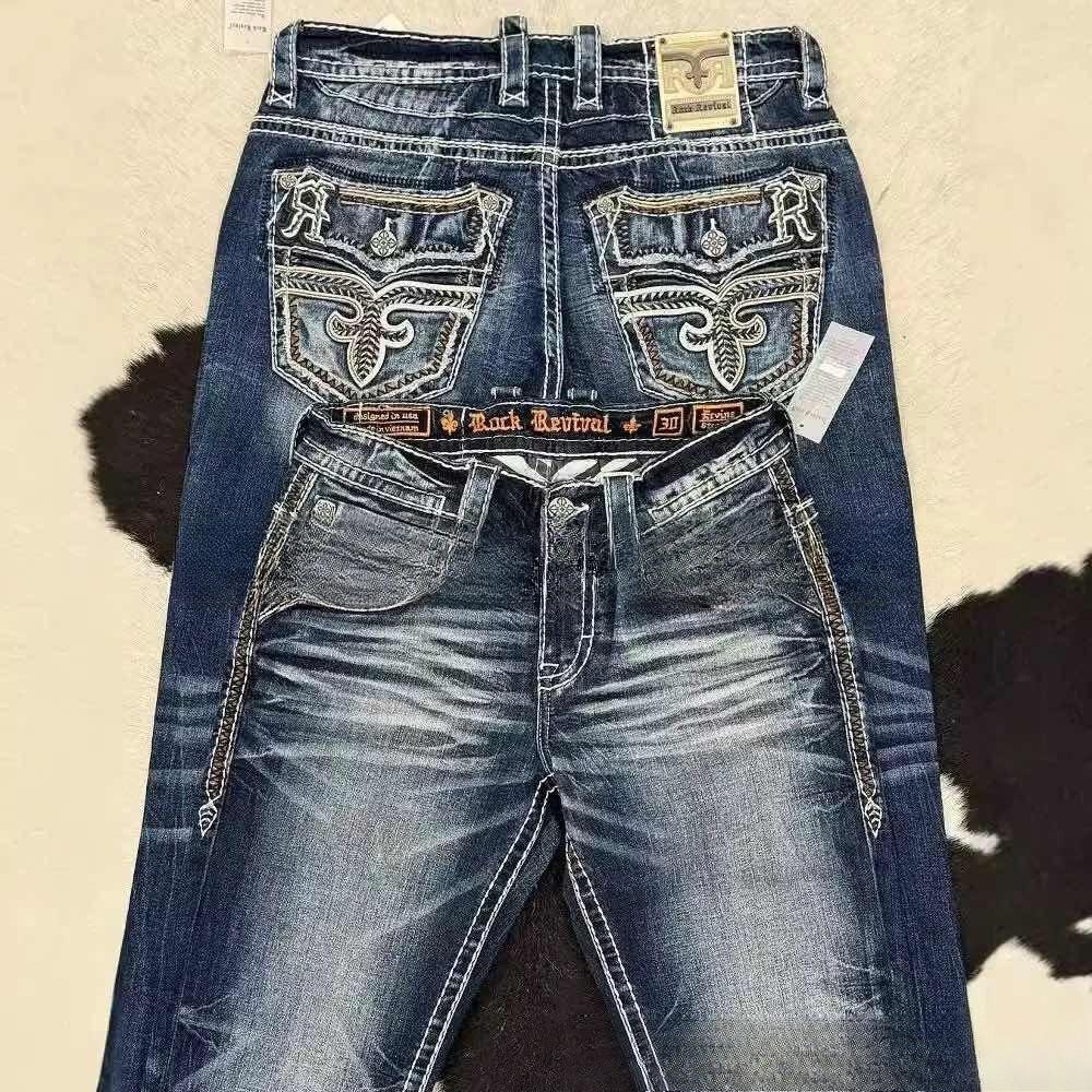 

RogueWave Американские Ретро Узкие Расклешенные Джинсы Женские Y2k Харадзюку Готика Винтажные Карманы Вышитые Синие Джинсовые Брюки Низкая Посадка Широкие Штанины S темно-синий