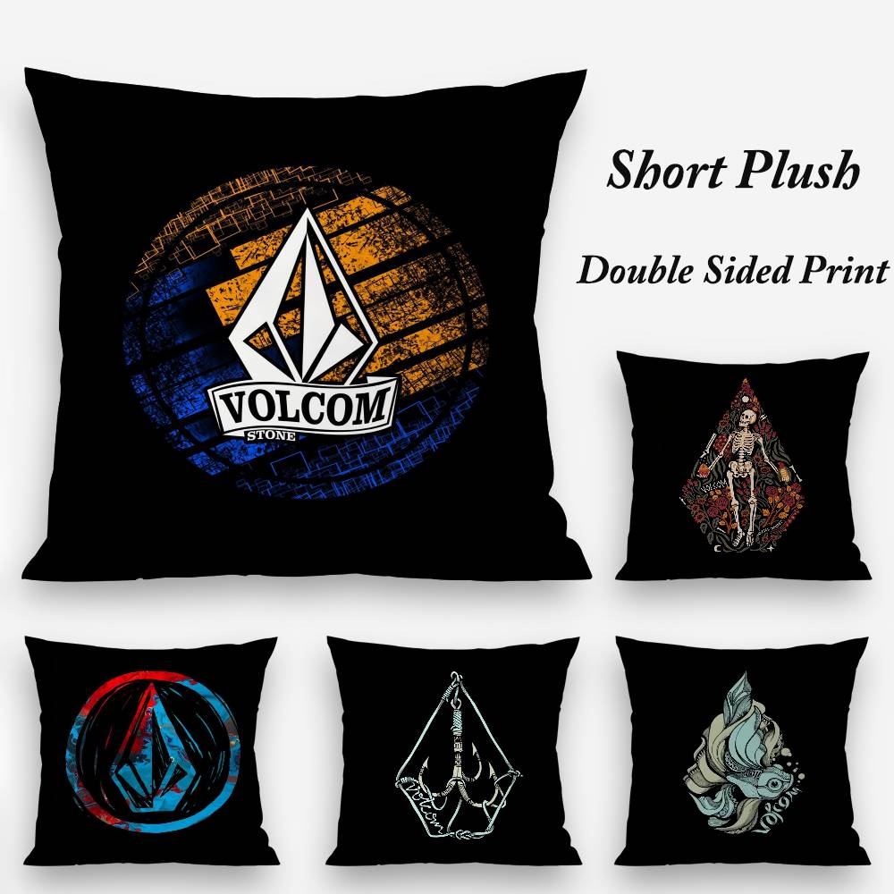 Cool V-Volcom Logo Pillow Case Plush Fabric Soft Double Sided Print Sofa Cushion Cover Throw Pillow Covers