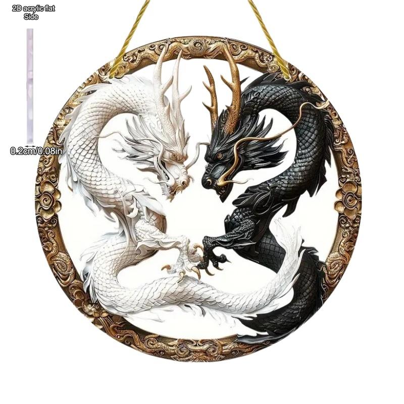 Fantastical Yin Yang Animal Light Catcher Round Acrylic, Novelty Home Decor, Perfect Durable for Bedroom, Store, Office, Kitchen, for Wall Decoration