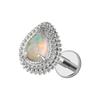 Right Grand ASTM F136 Titanium Pear Teardrop Opal& CZ Piercing Jewelry Flat Back Stud Cartilage Earring for Conch Helix Tragus
