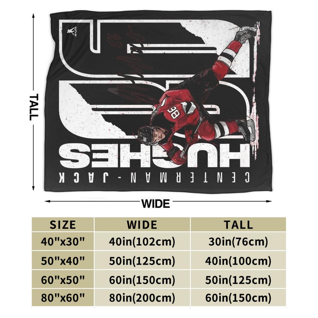 Jack Hughes New Jersey Hockey Blankets Flannel Printed Portable Warm Throw Blanket for Bed Office Bedspreads