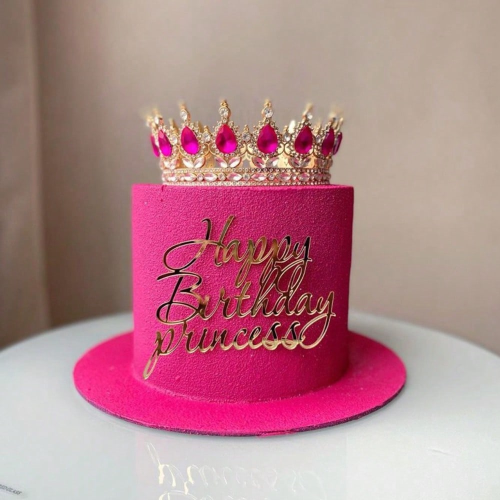 5 Stück Gold Silber Happy Birthday Prinzessin Kuchenaufsätze für Geburtstagsmädchen Damen Party Kuchen Dekoration Zubehör