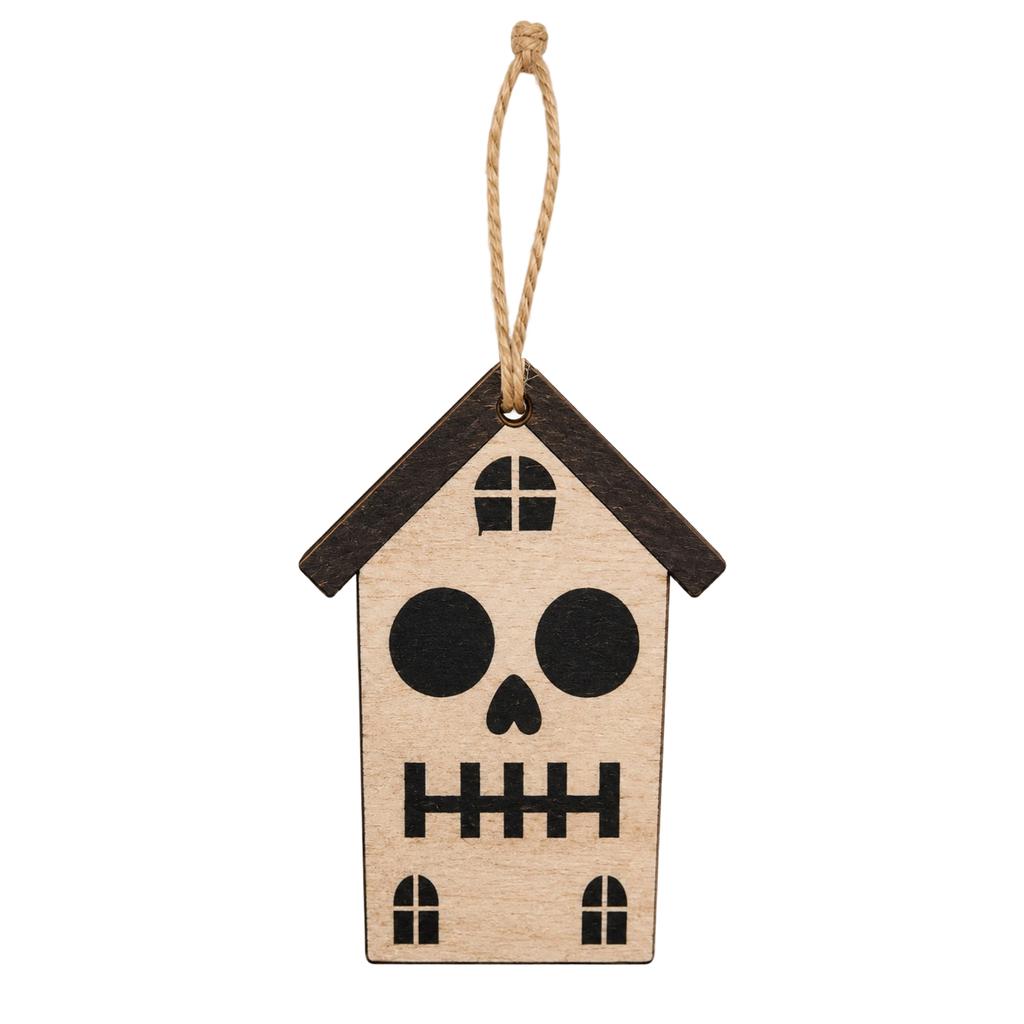 Halloween Wooden Hanging Decoration One-Sided Small House Ornament for Holiday Festive Decor