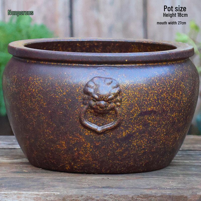 Retro Handmade Ceramic Waterfall Pot: Ancient Fish Farming Water Feature for Courtyard Landscapes