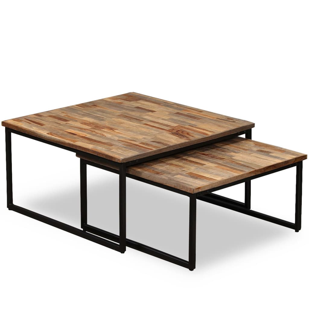 Coffee Table Set 2 Piece Solid Recycled Teak