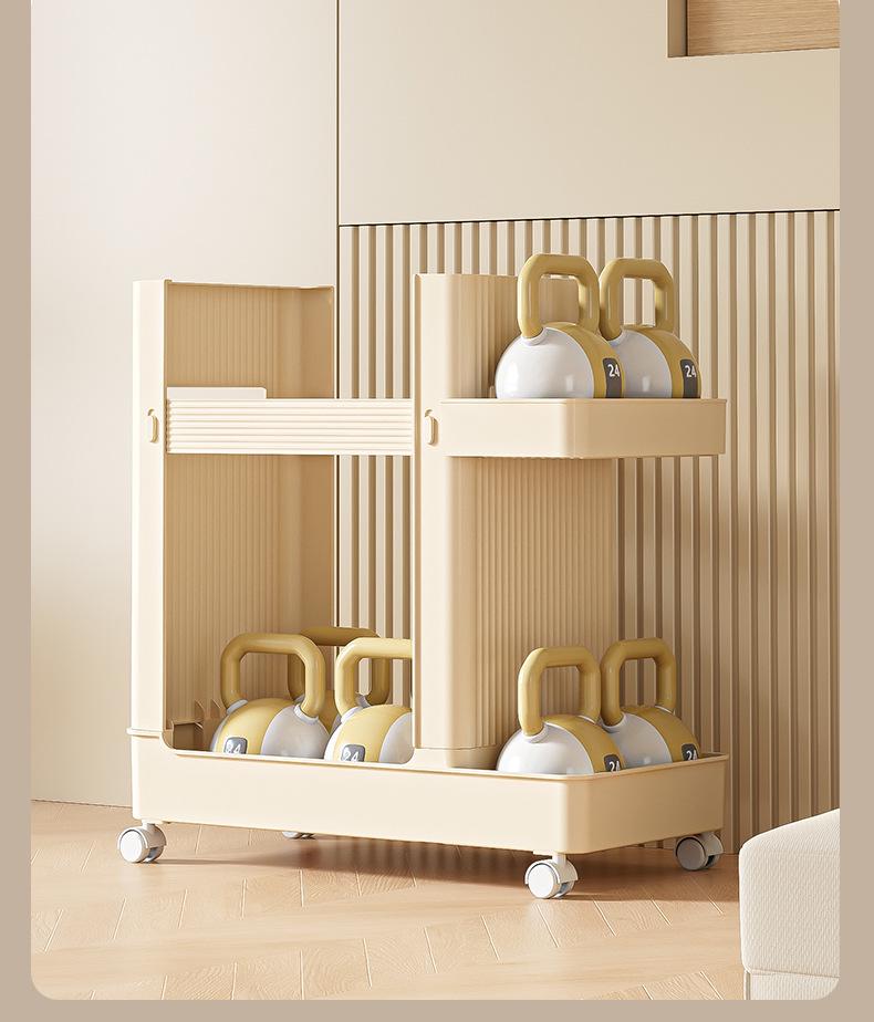 Movable Storage Rack for Yoga Mats, Fitness Gear, and Badminton Equipment