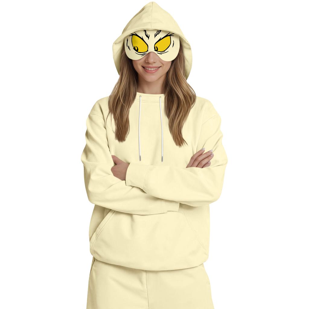 Damemote Lett langermet genser for kvinner med lommer Preppy grafisk hettegenser