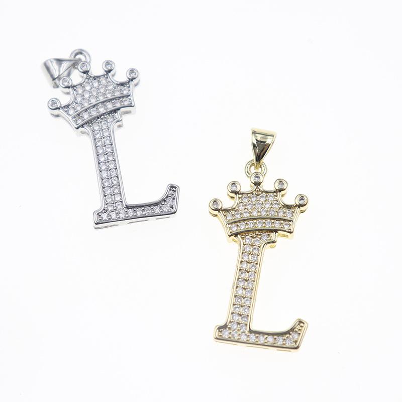 26 English Letters Women'S Letters Crown Pendant Necklace Zircon Pendant Jewelry