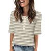 Shirts For Women Trendy Round Neck Button T Shirts Printed  Blouse Half Sleeve Tops For Women