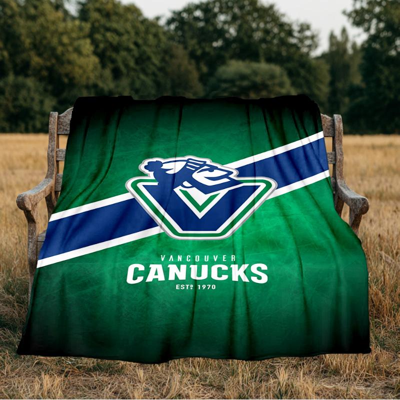 Hockey Team Vancouver-Canucks Blanket Flannel Throw for Sofa, Indoor, Camping, Living Room, Office, Chair, And Bed Soft Birthday Gift