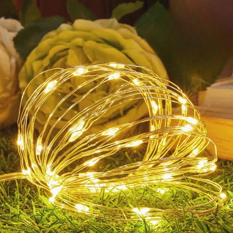 LED Solar Lights String Fairy Lights Outdoor Waterproof Lamp Christmas Garland for Holiday Party Wedding Decor Lights