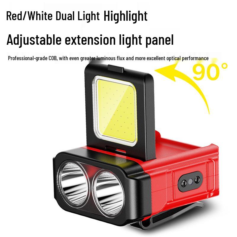 Induction Headlamp: Ultra-Bright, Long-Range LED with Extended Battery, Red Light, Clip-On for Fishing and Repair.