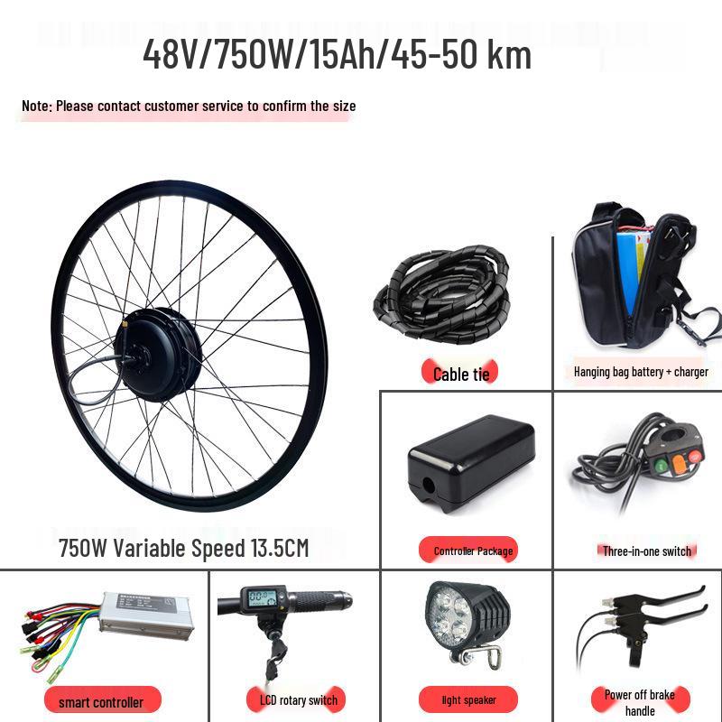 48V Electric Pedal Assist Mountain Bike Conversion Kit, 500W/750W Rear Drive, High-Speed Climbing Motor