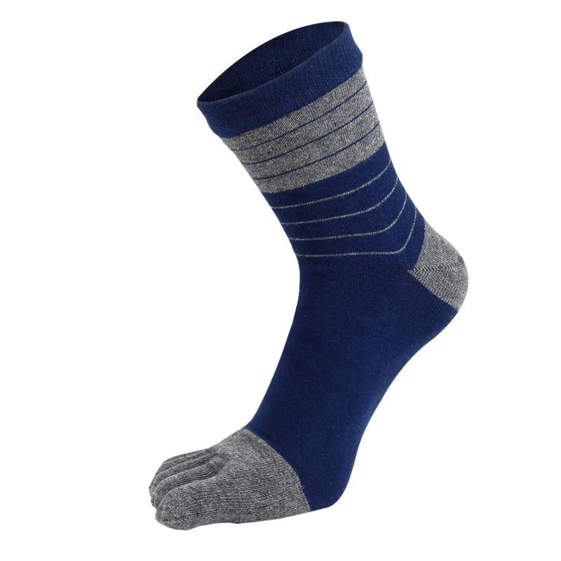 Five-finger Cotton Thread Men's Toe Casual Socks, Mid-calf Five-toe Business All-season Cotton Socks