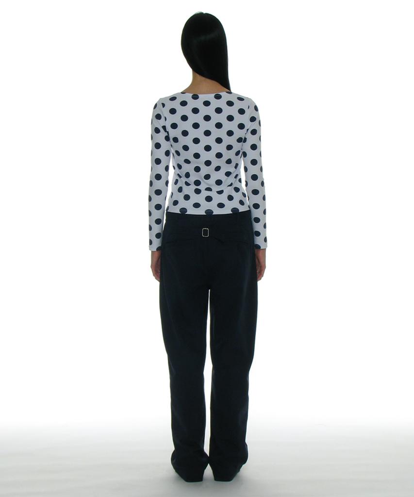 PARTIMENTO WOMEN Dot All-Over Printed Long Sleeve Tee_White