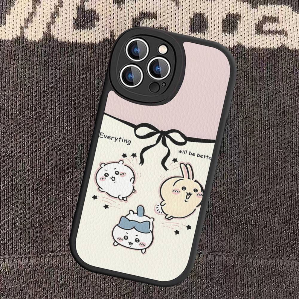 C-Chii-kawa Phone Case Hard Leather For iPhone 16 15 14 13 12 Mini 11 14 Pro Max Xs X Xr 7 8 Plus Fundas