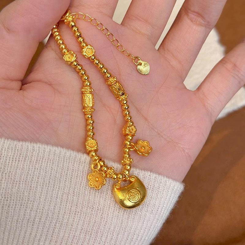 24k Flower Lucky Bag Bracelet Light Luxury High Sense Fashion Does Not Fade Bracelet Jewelry Women