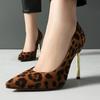 Sexy Leopard Women's High Heels Pumps Dance Shoes Point toe Stiletto Metal Heeled Party Dress Fetish Shoe Ladies 2025 Spring New