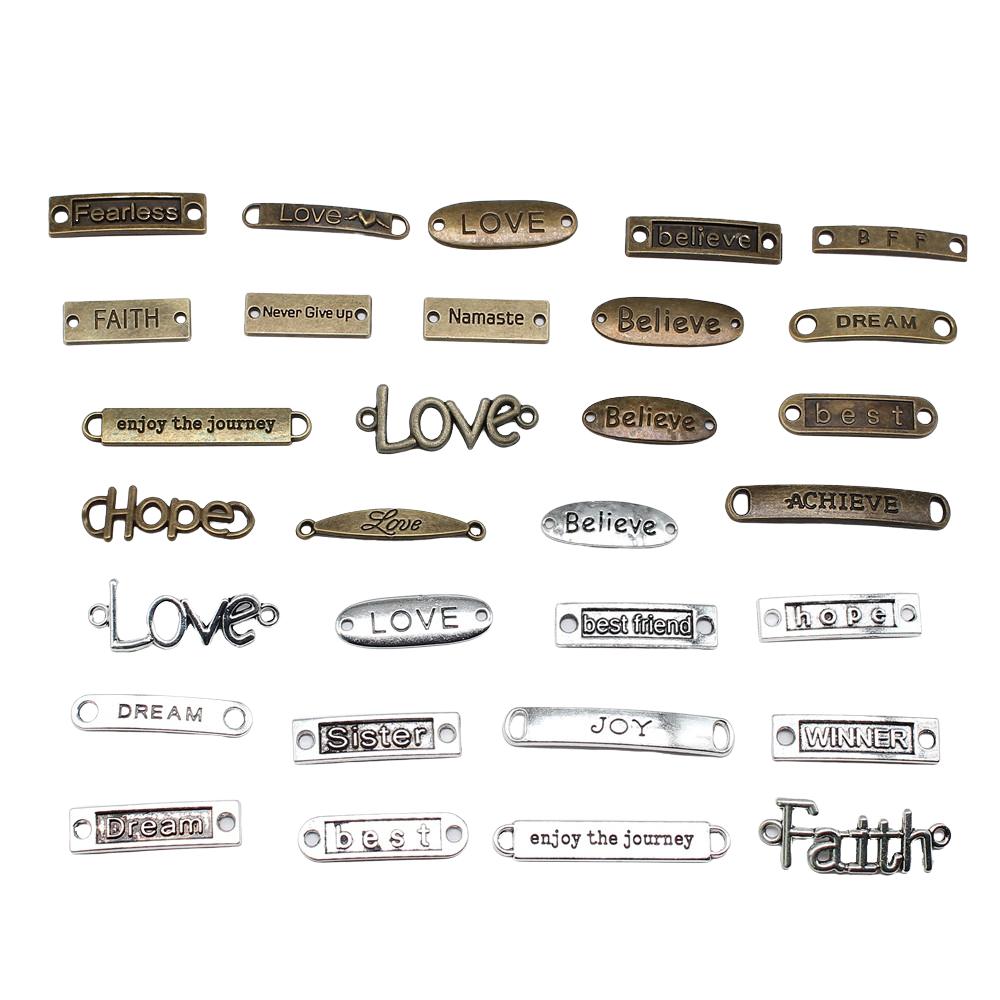 10 Stück LOVE FAITH HOPE SISTER DREAM BEST BELIEVE JOY Verbinder Anhänger Für Schmuckherstellung DIY Bastelbedarf