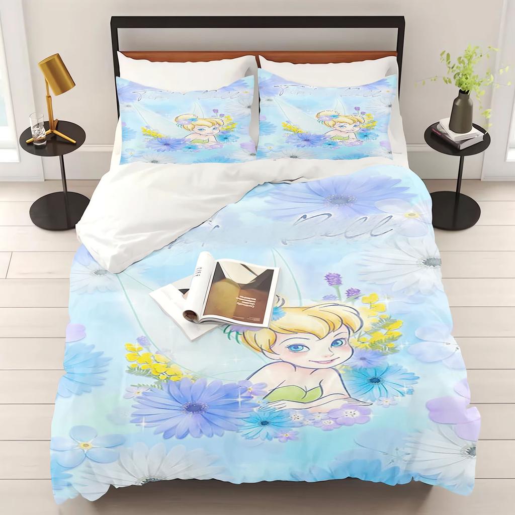 Elf Cartoon Tinkerbell Bettbezug Bettwäsche Set 100% Polyester Niedlich Bedruckt Hautfreundlich Atmungsaktiv Heimtextilien Anime
