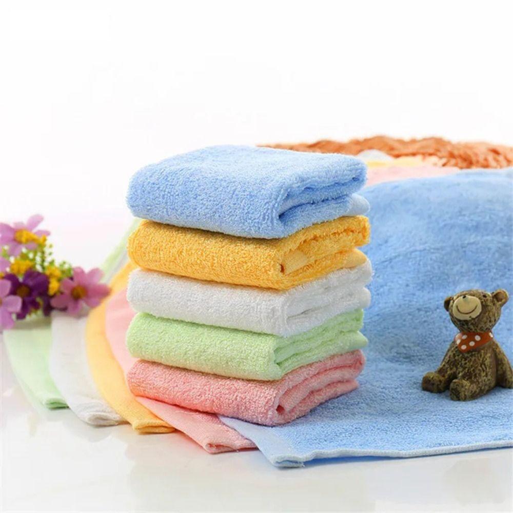 5PCS Fiber Fabric Children Towel Super Soft Wash Face Towel Saliva Towel Hand Towel Bathing