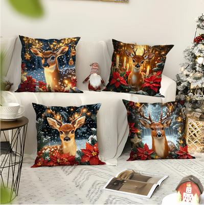 New Style Pillow Cover Christmas Print Sofa Decoration Cushion Cover Living Room Bedroom Pillow Cover Holiday Gift