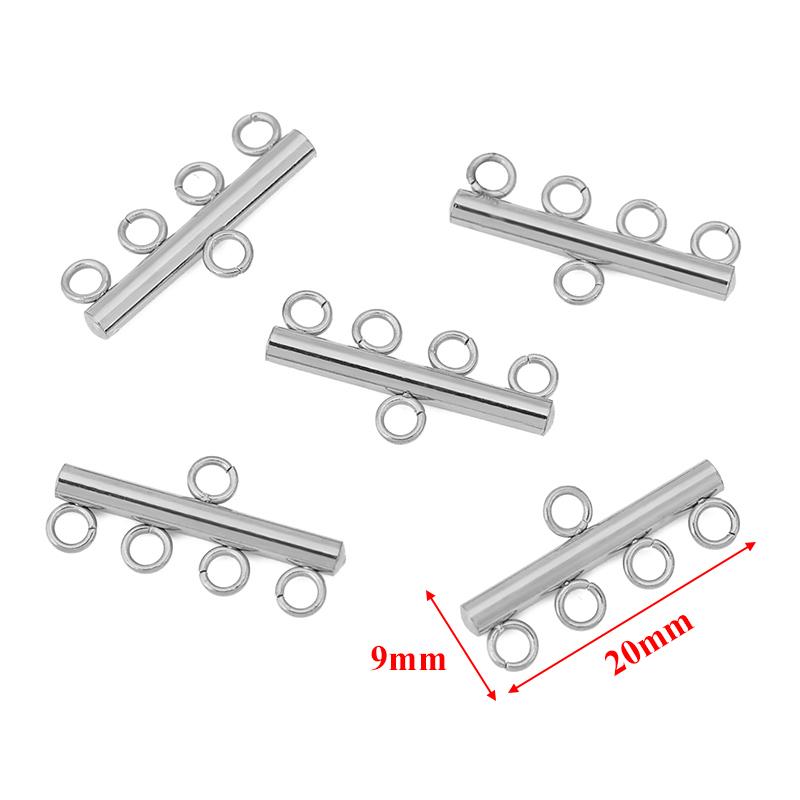 10pcs Stainless Steel Layer Necklace Bracelet Clasp Bails 5 Loops Drop Earrings Chains Connectors DIY Jewelry Findings Supplies