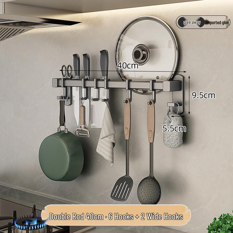 Multi-Functional Hole-Free Kitchen Hook & Knife Rack Organizer