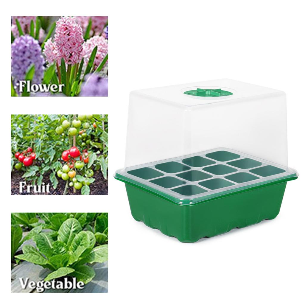 Seeds Starter Tray 6 Cells/12 Cells Seeds Germination Tray with Adjustable Humidity Vent Plant Nursery Box for Indoor Garden Bonsai Seedlings Starting